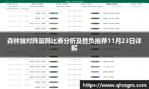 森林狼对阵篮网比赛分析及胜负推荐11月23日详解